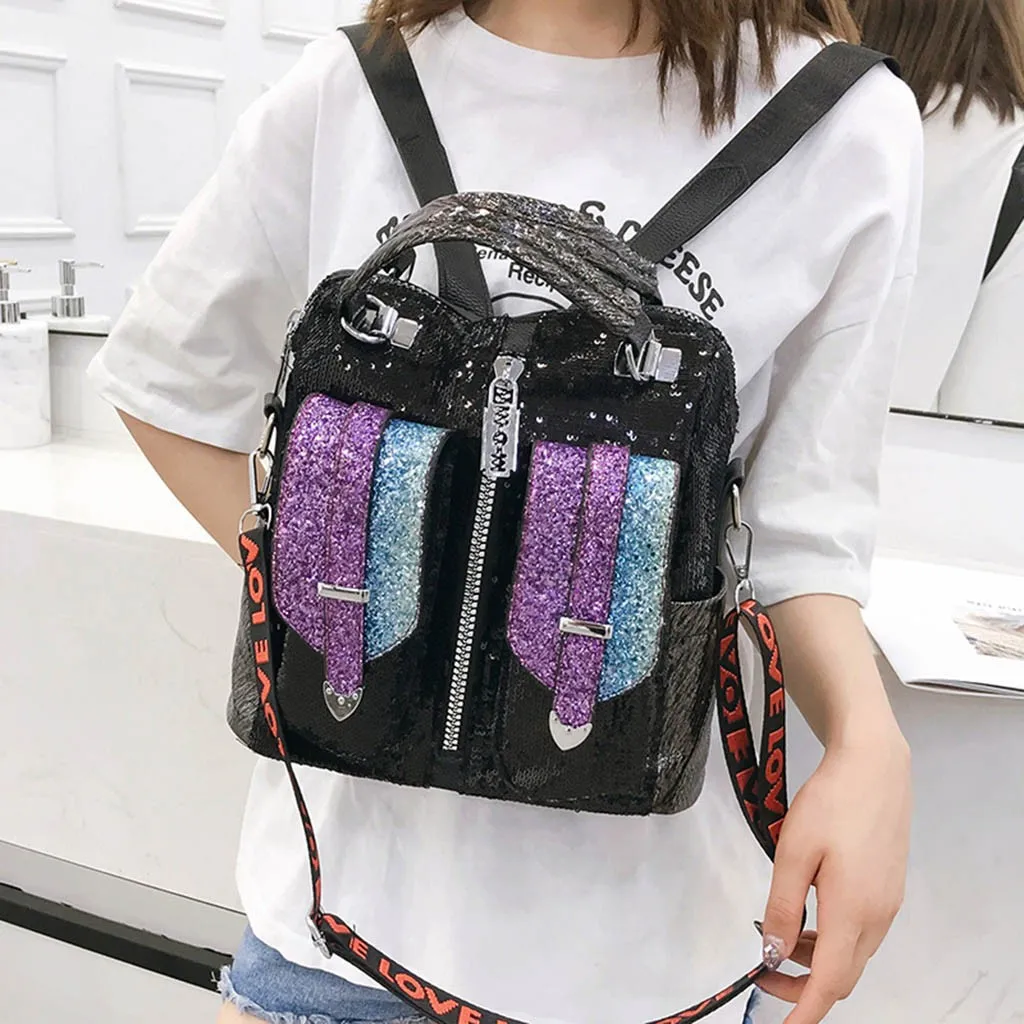 Женская сумка-мессенджер, повседневная сумка на плечо с цветными блоками, модная сумка на плечо с блестками, Большая вместительная сумка на плечо, мужская сумка#20