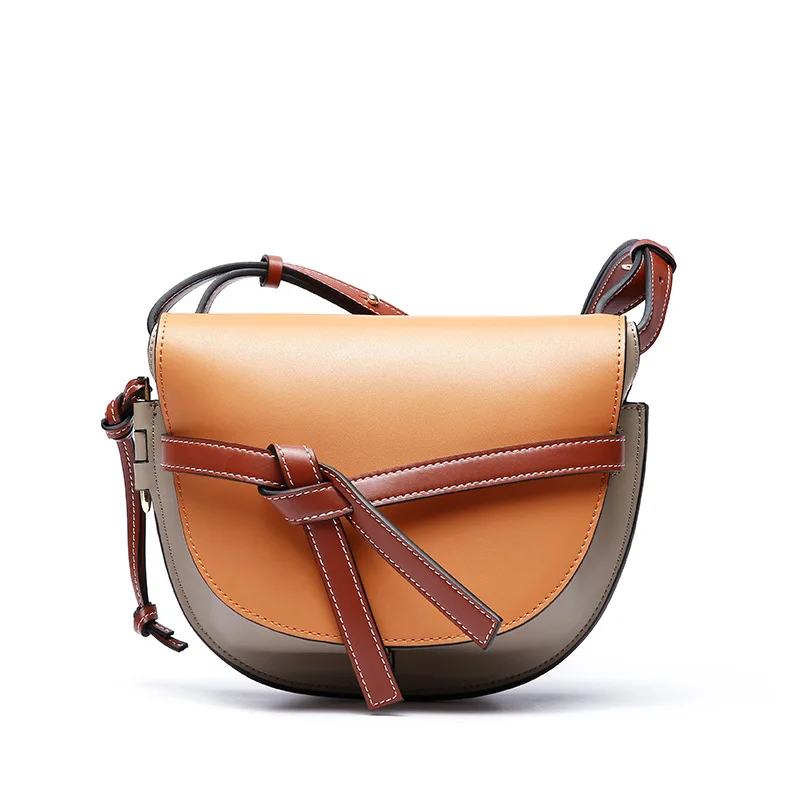 

2019 Luxury Designer Female Genuine Leather Bow Handbags for Women Retro Saddle Shoulder Bags Ladies Crossbody Bag