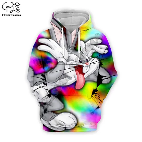 Мужские толстовки с 3d принтом «trippy Bugs Bunny» looney ttes, свитер с разноцветным принтом на молнии, Повседневный пуловер унисекс, Осенний подростковый пиджак - Цвет: Hoodies