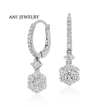 ANI 18 К белого золота Для женщин Длинные висячие серьги 0,75 КТ Certified я/SI1 природных алмазов падения Brincos роскошные золотые серьги индивидуальные