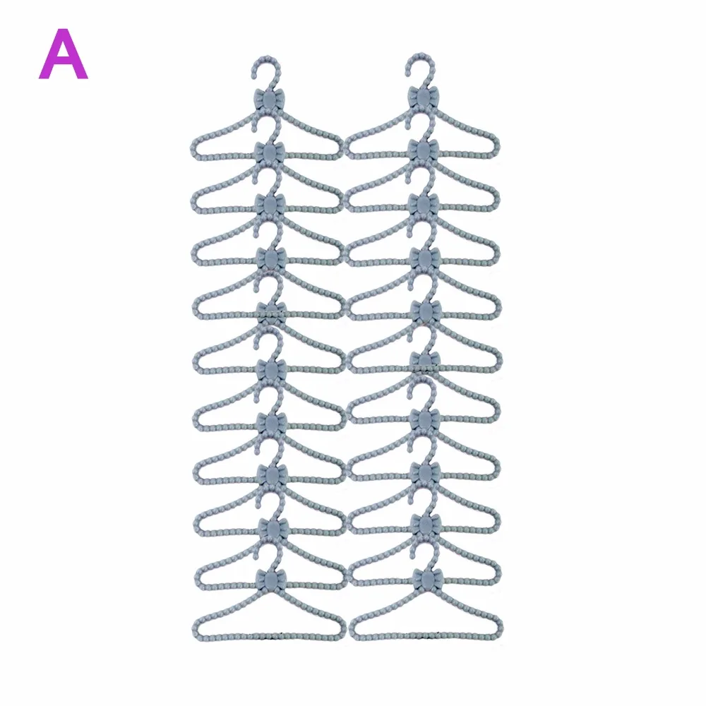 10 шт./партия, Милая Мини-пластиковая вешалка, смешанные пластиковые крючки, Одежда для кукол Барби, аксессуары, платье, ролевые игры, дом для девочек