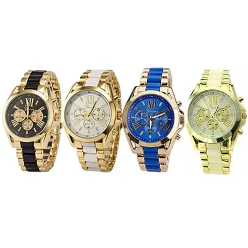 

2018 Popular Brand Men's Fashion Geneva Stainless Steel Roman Numerals Quartz Analog Wrist Watch