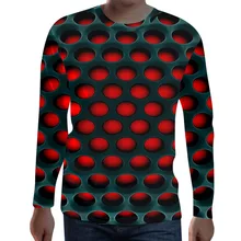 Футболка мужская футболка уличная странные вещи Мода Funny осень Забавный 3D принт круглый вырез длинный рукав Повседневная футболка Z4