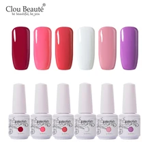 Clou Beaute 6pcs UV LED Varnish Glitter Nail Art Lacquer Polish Pink Gel Nail Polish Soak Off Red Long Lasting Gel Lacquer 8ml Clou Beaute 6pcs UV LED Varnish Glitter Nail Art Lacquer Polish Pink Gel Nail Polish Soak Off Red Long Lasting Gel Lacquer 8ml
