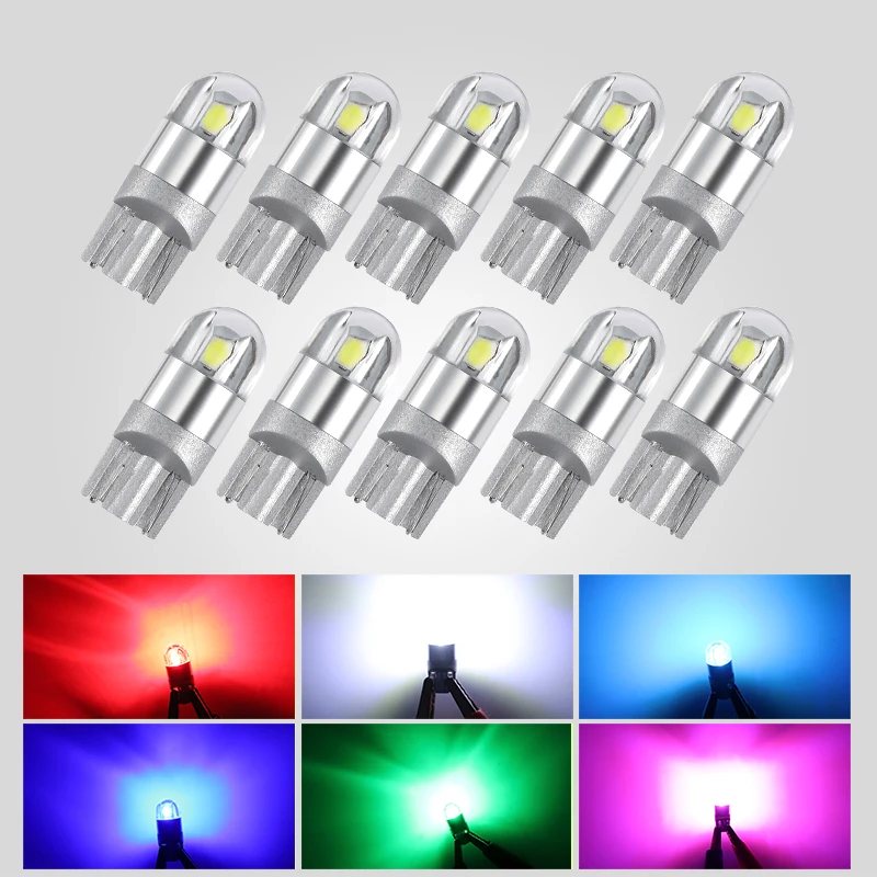 10 шт. Автомобильный светодиодный T10 лампы W5W 194 12V 3030 2 SMD авто Интерьер Купол для