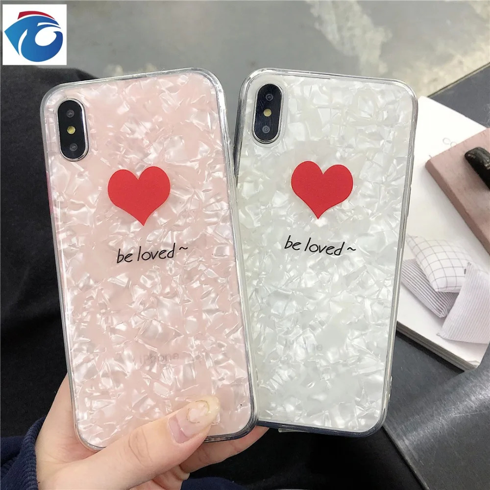 HUANQING  Fashion Lovely kindheart Cell phone case For iPhone 6 6s 7 8 Plus X XR XS Max Glitter shell Soft Phone Case 8