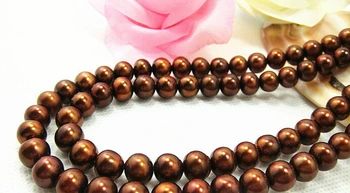 

free shipping USPS to USA J0036 AAA Luster 35"9-10mm NATURAL REAL south sea chocolate pearl necklace 14K