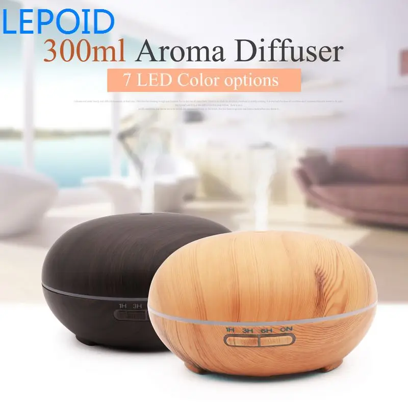 

LEPOID Air Humidifier Wood Grain Aroma Diffuser Desk Humidificador Huile Essential Oil Mist Maker 300ml
