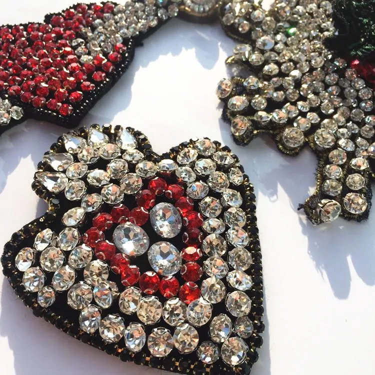 4pcs beaded crystal diamond peach heart patch garment accessories Arrow Through Heart applique patches for clothing | Дом и сад