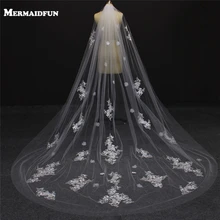 MERMAIDFUN один слой бисера цветок Соборная вуаль с расческой Фата, свадьба белый/Фата цвета слоновой кости для свадебного платья