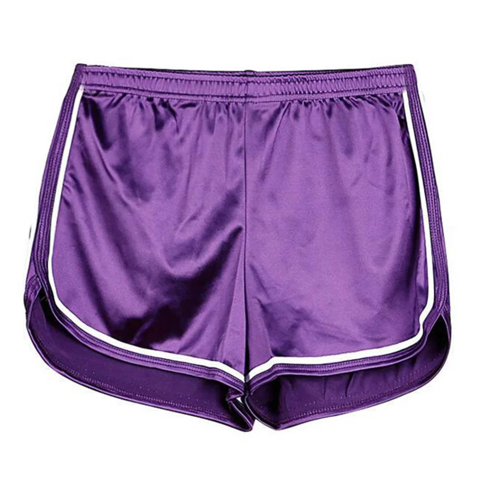 Faylisvow белый край шелк тонкие летние шорты для женщин повседневные пляжные Высокая талия Фитнес попой короткие девушки сексуальные тренировки - Цвет: Фиолетовый