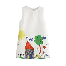 Платье для маленьких девочек летние днем смешной Рисунок милый Повседневное платья для девочек Винтаж малыша одежда для девочек 18Apr12