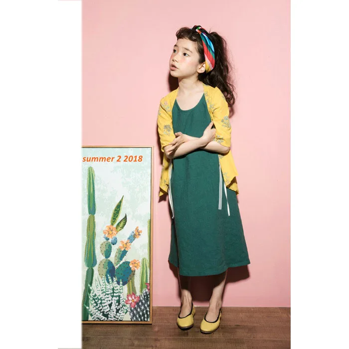 blue green sleeveless cotton princess dresses for girls party dress baby clothes new 2018 summer children girls dress clothing (11)
