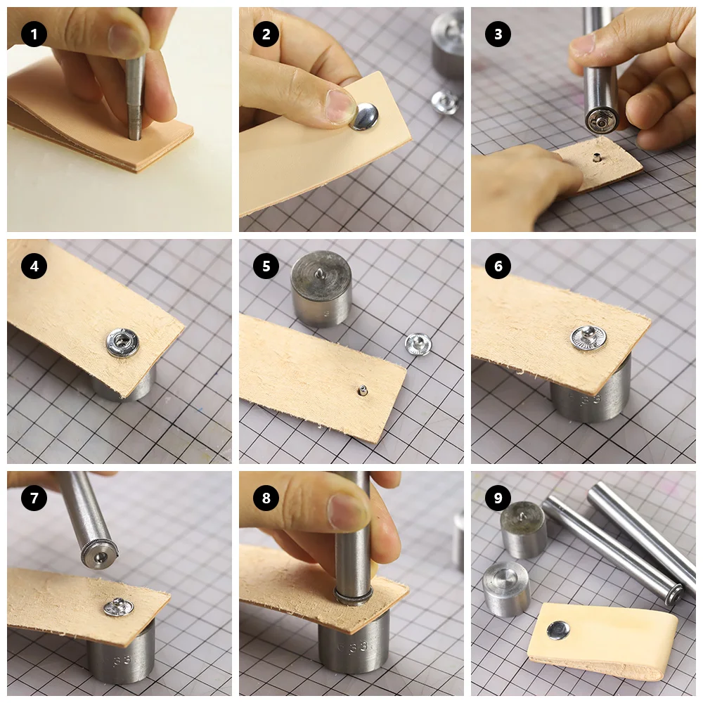 Leather Craft Tool Kit Leather Craft Tools Leather Craft Tool Snap Buttons Tools WUTA 4pcs/set Professional Snap Fastener Installation Kit Leather Craft Tool Snap fixing Tool Kit 8mm/10mm/12.5mm/15mm Available