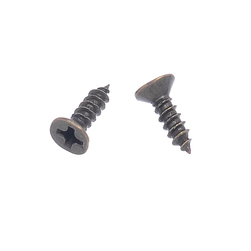 500PCs-Flat-Round-Head-Phillips-Screws-Fit-Hinges-Recessed-Countersunk-Self-Tapping-Screws-Bronze-Tone-6x2mm