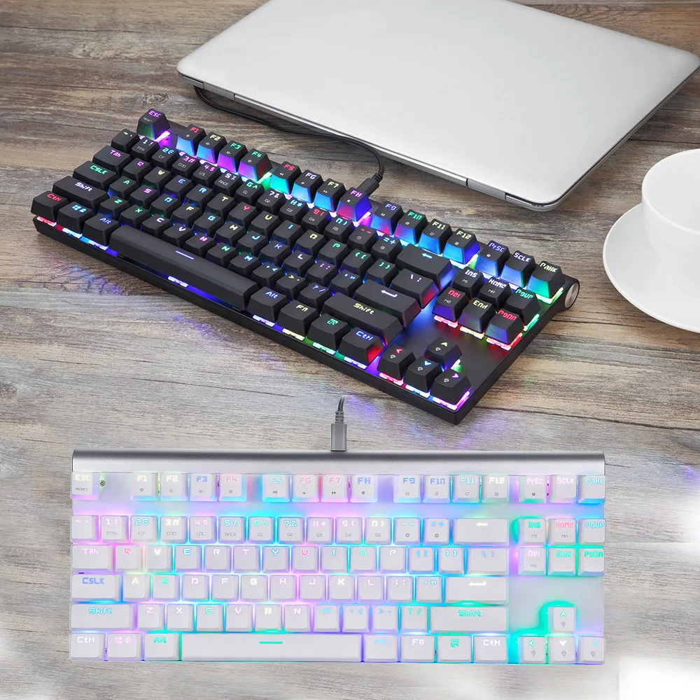 2019 Fashion design Smart RGB backlit system 87 Key USB Wired NKRO RGB Backlit Mechanical Gaming Keyboard Outemu Red Blue Switch
