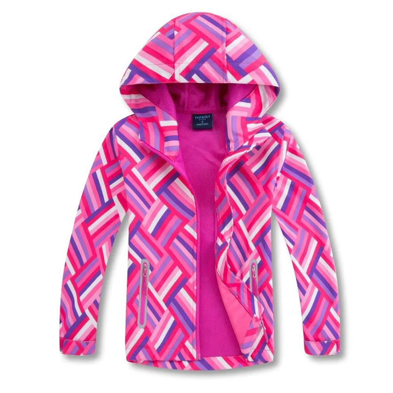 

Waterproof Kids Sport Outwear Girls Soft-shell Jacket Printing Autumn Spring Coat Hiking Camping Windbreakers Windproof Jackets