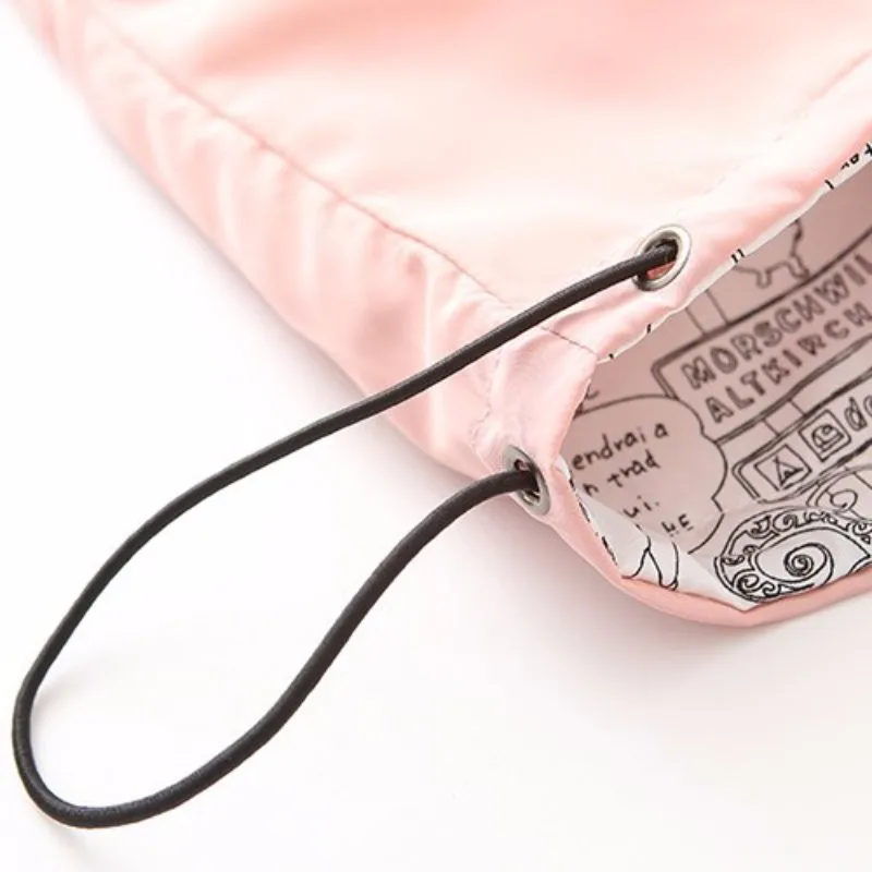 Best  2020 Spring Autumn Women Basic Jacket Coat Two Side Wear Cartoon Print Pocket Zipper Hooded Jackert