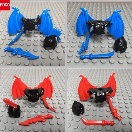 

DIY The Hobbits Lord of the Rings Armor helmet wings Medieval Castle Knights Dragon Knights Building blocks kids Dolls toys gift