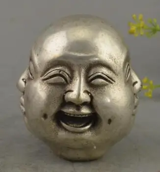 

China Tibet silver 4 emotions four faces of Buddha head statue
