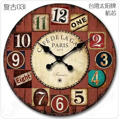 18 дюймов Большие размеры деревянные настенные часы кварцевые потребности гостиной рождественские украшения для дома деревянные ретро часы для новогоднего подарка - Цвет: 031