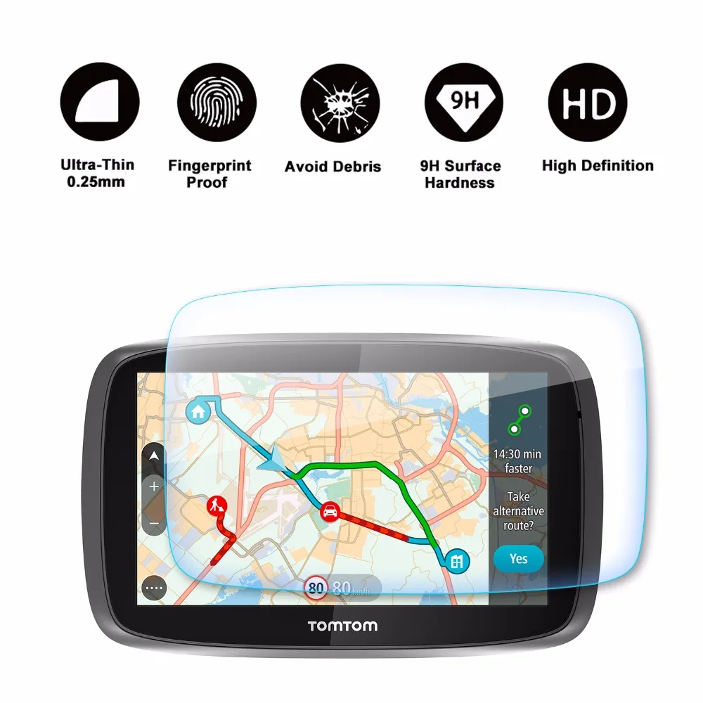 

RUIYA screen protector for TomTom Go 600 610 6000 6100 circular 6inch gps navigation touch screen,9H tempered glass protector