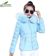 Autumn winter short Down cotton Outerwear women warm jacket coat women hair collar large size thickening coat clothing OKXGNZ