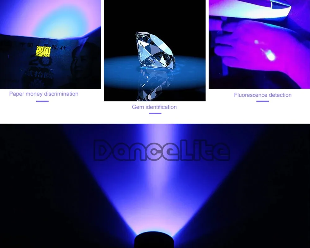 Dancelite S9 Nichia UV 365nm 6 W/3 W 1-MODE светодиодный фонарик Фонарь ультрафиолетового 365nm для обнаружения денег(УФ