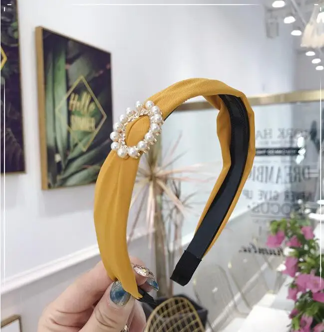 Новая мода телесный стиль аксессуары для волос жемчуг горный хрусталь Hairband девушки женщины эластичная лента для волос головной убор лето - Цвет: 8
