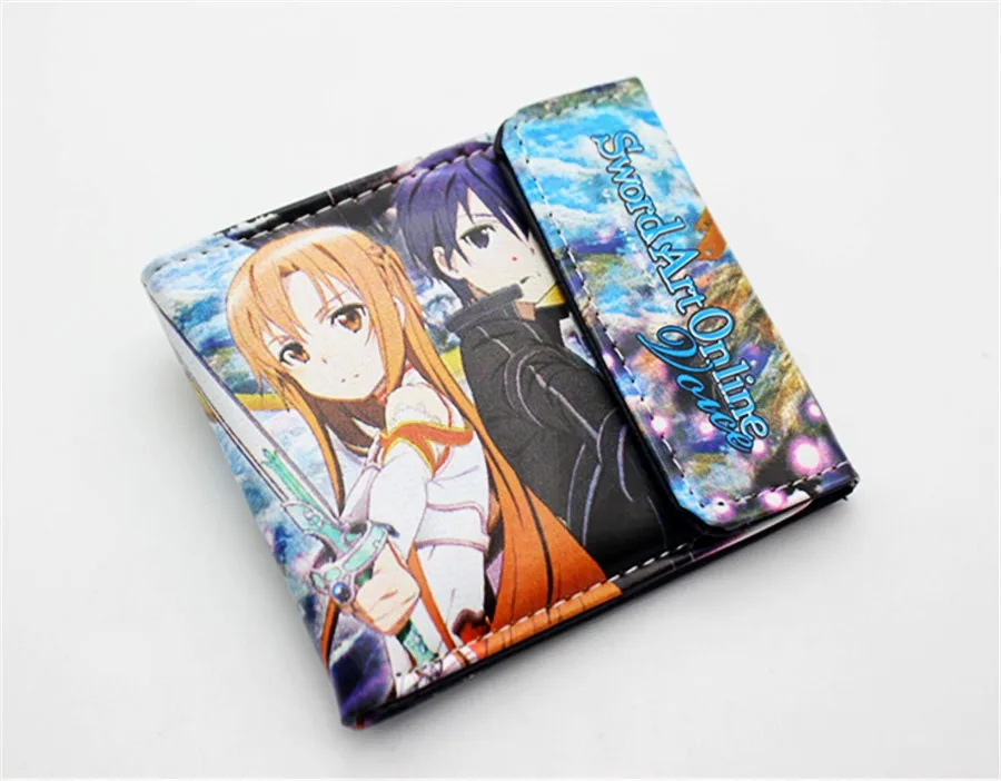 Sword Art Online SAO Kazuto Pu короткий кошелек Двойные фото держатель для карт слоистая кнопка мужской кожаный кошелек с рисунком для мальчиков и девочек