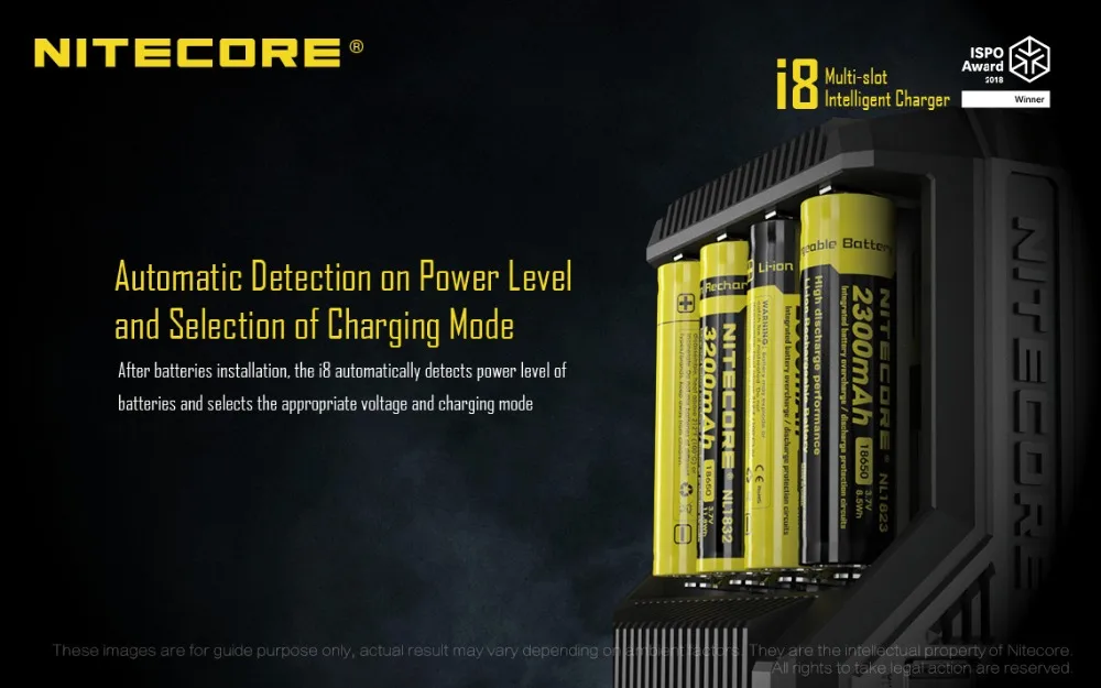 Nitecore i8 интеллектуальные Зарядное устройство 8 всего Слоты 4A Выход Smart Зарядное устройство для IMR18650 16340 10440 AA AAA 14500 26650 и устройство USB