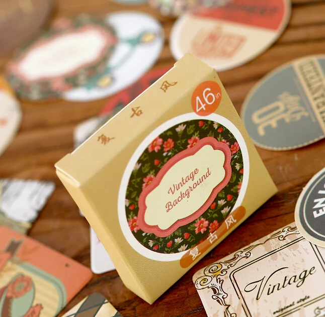 

Vintage Style Background Label Stickers Decorative Stationery Stickers Scrapbooking DIY Stickers Diary Album Stick Lable