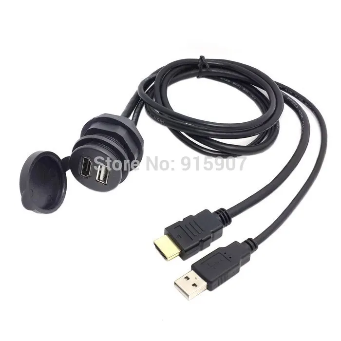 

CYDZ Combo USB 2.0 & HDTV HDMI 1.4 Male to Female Extension Cable with Waterproofable Mount Shell 100cm