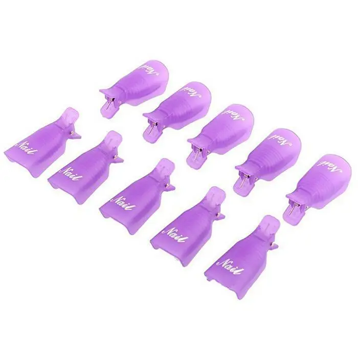 10 Pcs Reusable Plastic Acrylic Nail Art Gel Polish Remover Wrap Cleaner Clip