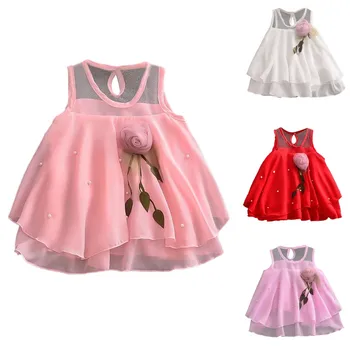 

2019 ARLONEET New Summer Dress Mesh Girls Toddler Baby Girls Sleeveless Solid Tulle Dress Flowers Party Princess Dresses Z0205