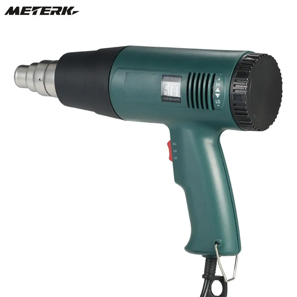 

Meterk LCD Digital Temperature-controlled Electric Hot Air Gun Heat Gun Tool Set with 4pcs Nozzles 1800W AC220V