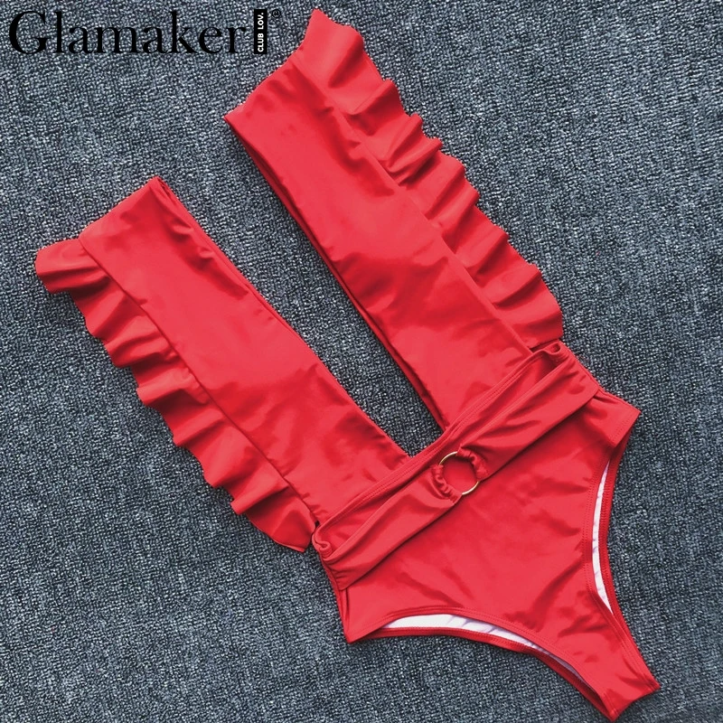 Glamaker Леопардовый принт цельный купальник сексуальный плавательный костюм женский черный купальный костюм бикини с оборками пуш-ап Летний Пляжный Купальник - Цвет: 6