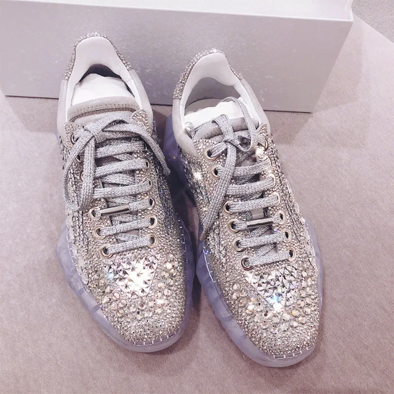 sparkly crystal platform sneakers