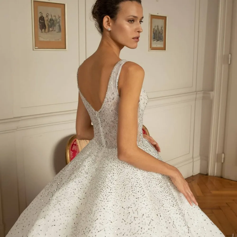 Eslieb высокого класса на заказ v-образным вырезом полный бисер и перья бальное платье свадебное платье свадебное платье es Vestido de Noiva