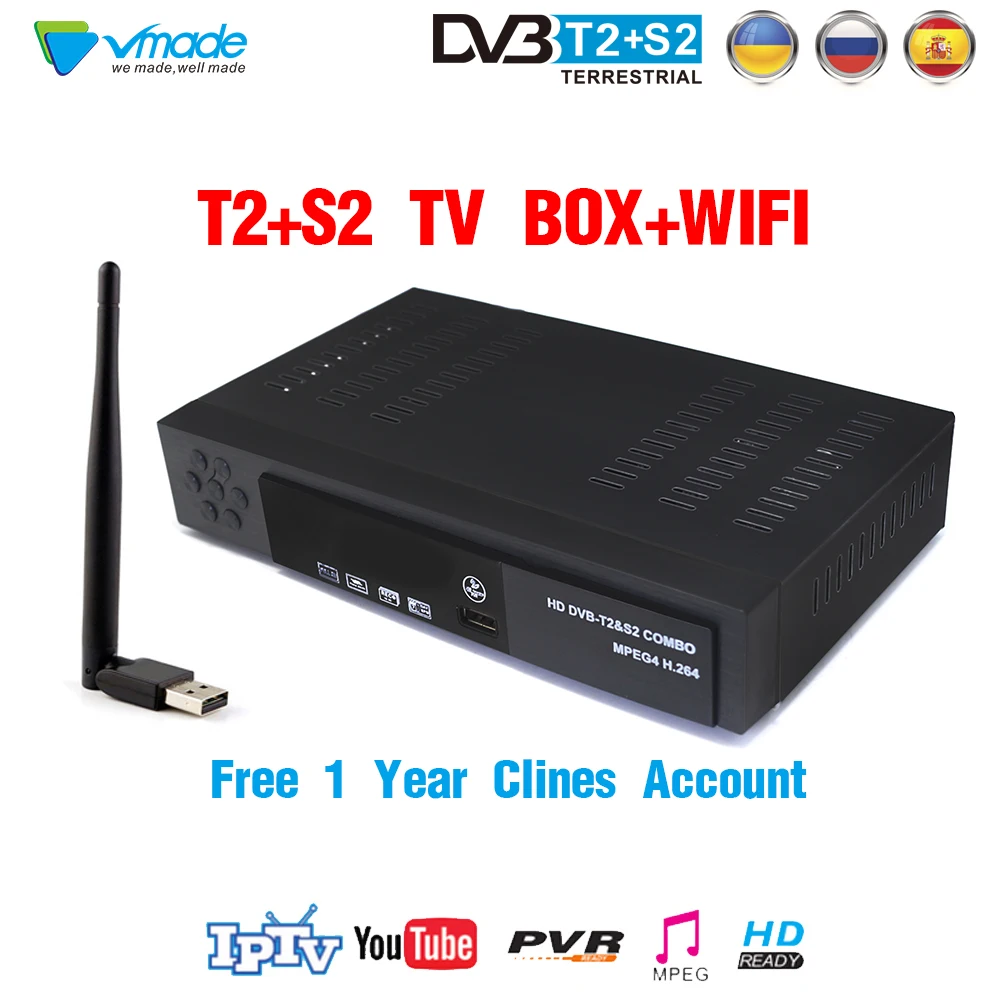 

DVB T2 S2 terrestrial receiver Satellite Receiver1 Year Clines Europe Spain Decoder Support DVB S2 1080P Full HD DVB Receptor