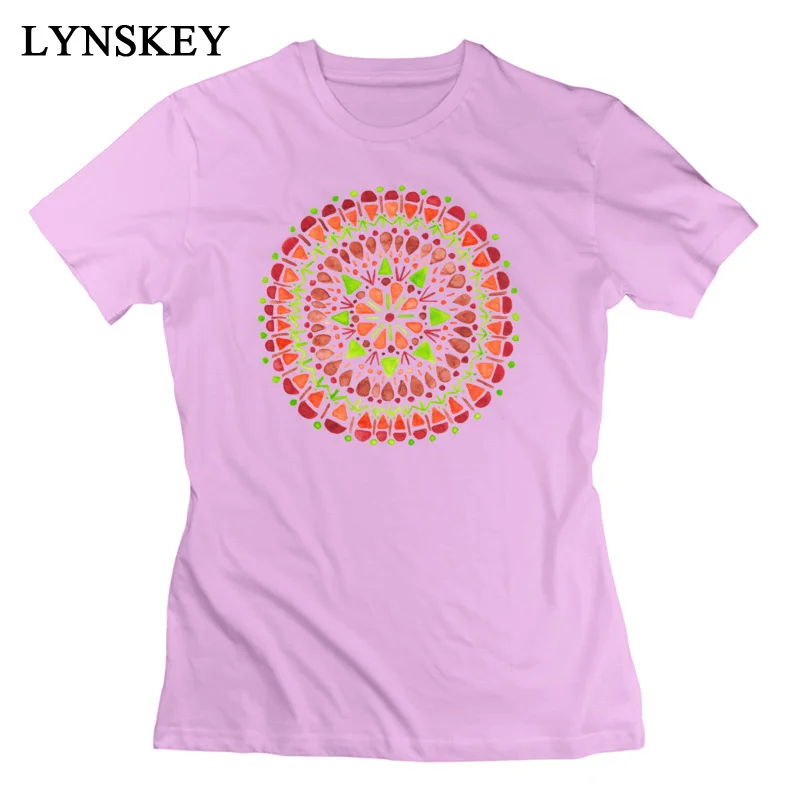 LYNSKEY 100% Cotton T Shirts for Women Short Sleeve Summer Tops Tees On Sale Autumn Simple Style Autumn Mandala Round Collar Tee Shirt blue