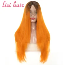 Лиси волосы 26 дюймов черный золотой голубой розовый длинные прямые синтетические передние парики на кружеве для черных женщин африканские американские волосы