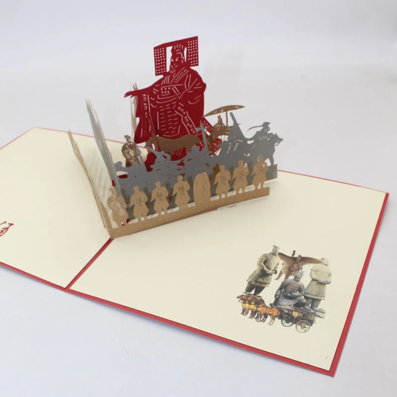  3D Handmade First Emperor of Qin Terra Cotta Warriors Paper Invitation Greeting Cards PostCard Busi - 33059762272