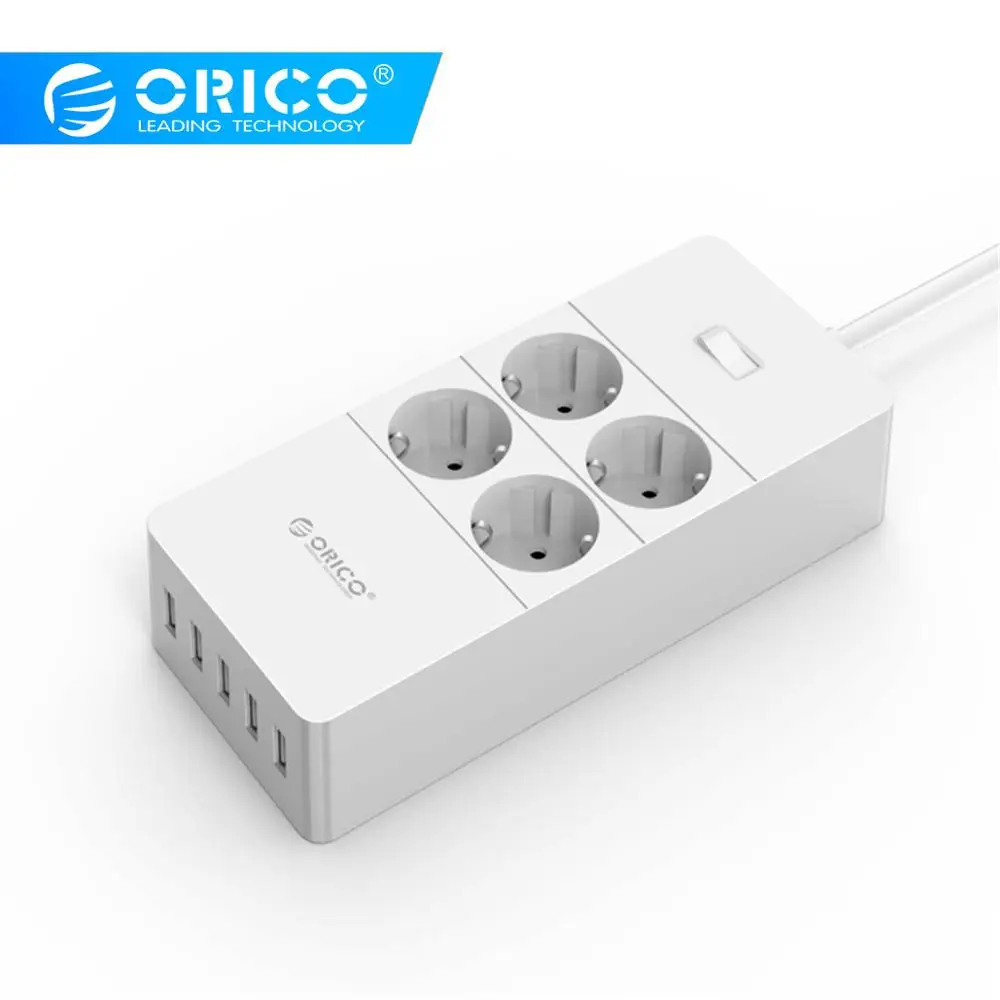 Price ORICO Surge Protection USB Charger Home appliances 4 AC EU Power Strip1.5 Meter Power Cord with 5 Port USB Charging Station