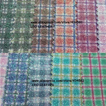 

LEO LEATHER FINE PRINTED PLAID GLITTER TANRAN FABRIC FOR DIY SEWING P649