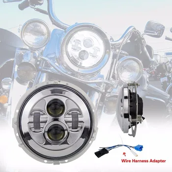 

7Inch LED Headlight For Harley Davidson Projector Moto With Ring Mounting Brackets And for Harley Model Wire Harness Adapter