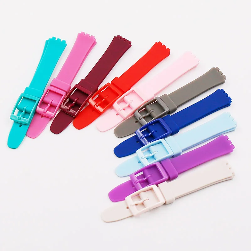 Ремешок силиконовый для часов Swatch 12 мм LW143 LS116 LL115LM141 Модный женский браслет с