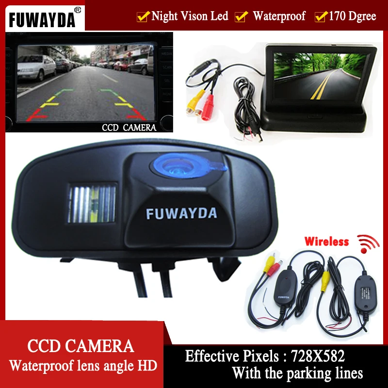 Pаспродажа Fuwayda беспроводной новый LED Ночное видение обратный CCD автомобиля Камера с 4.3 дюймов заднего вида Мониторы для Honda CRV cr V odyddey Fit Jazz