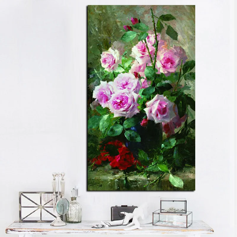 HD Print Modern Watercolor Flowers in Vase Floral Oil Painting on Canvas Poster Wall Picture for Living Room Sofa Cuadros Decor (3)