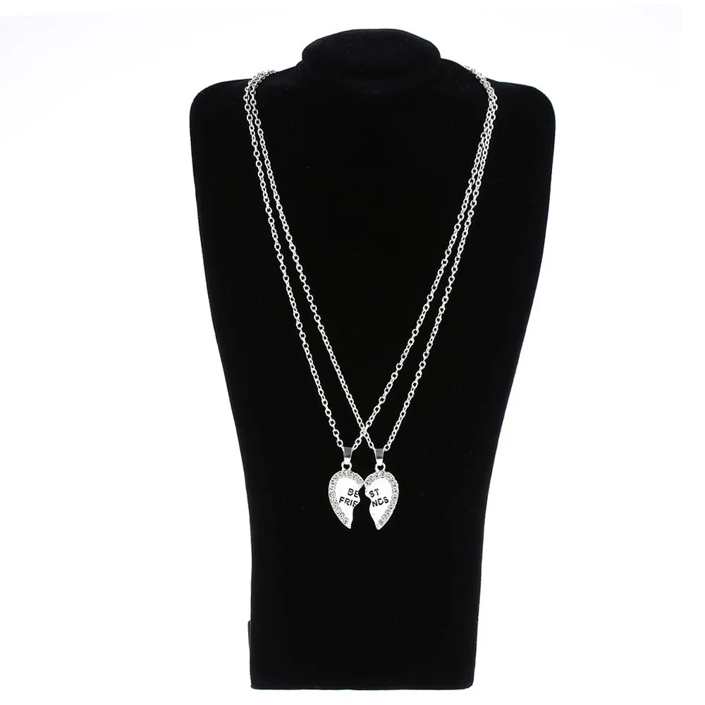 Hot 2 pcs unisex mulheres homens melhor amigo cora o prata ouro 2 conjunto colar de